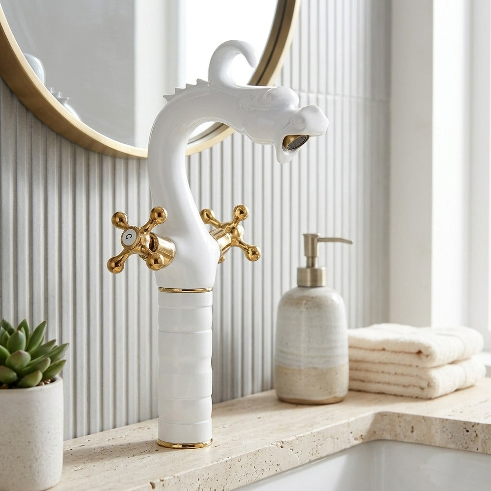 Lagomel single-hole vessel sink faucet, set in a Vintage/Retro/Traditional/Classic bathroom