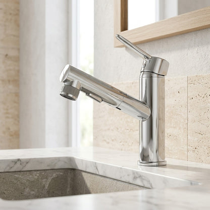 Lagomel pull-out single-hole bathroom faucet, set in a Traditional/Classic/Vintage/Retro bathroom