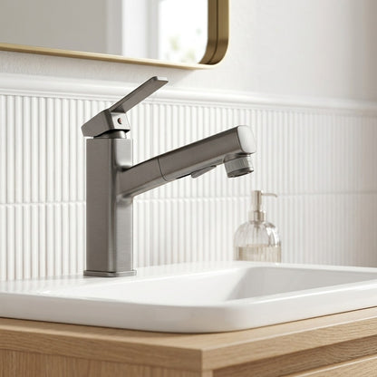 Lagomel pull-out single-hole bathroom faucet, set in a Traditional/Classic/Vintage/Retro bathroom