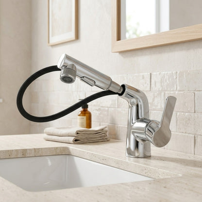 Lagomel pull-out single-hole bathroom faucet, set in a Traditional/Classic/Vintage/Retro bathroom