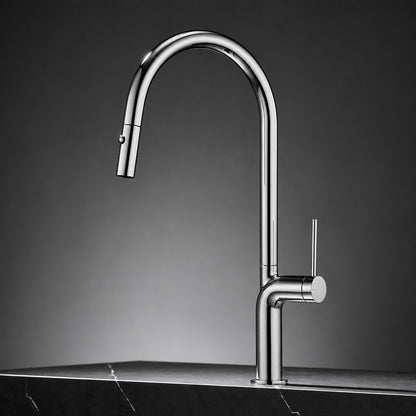 Pull-Down Modern Kitchen Faucet, Single-Hole Single-Handle Faucet, Gunmetal / Rose Gold / Chrome