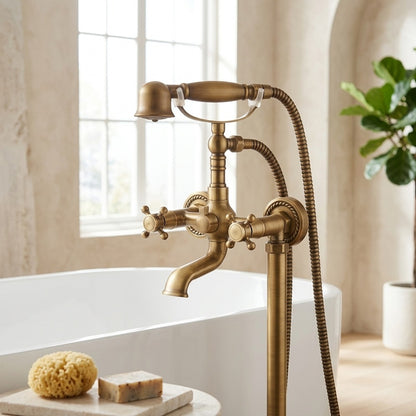 Lagomel wall-mount tub filler, set in a Vintage/Retro/Art Deco bathroom
