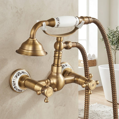 Lagomel wall-mount tub filler, set in a Vintage/Retro/Art Deco bathroom