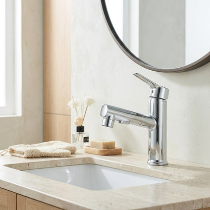 Lagomel pull-out single-hole bathroom faucet, set in a Traditional/Classic/Vintage/Retro bathroom