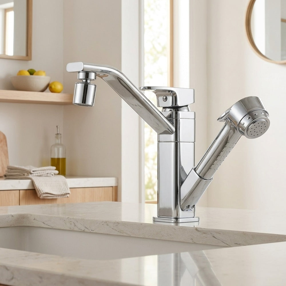 Lagomel pull-out single-hole bathroom faucet, set in a Traditional/Classic/Vintage/Retro bathroom