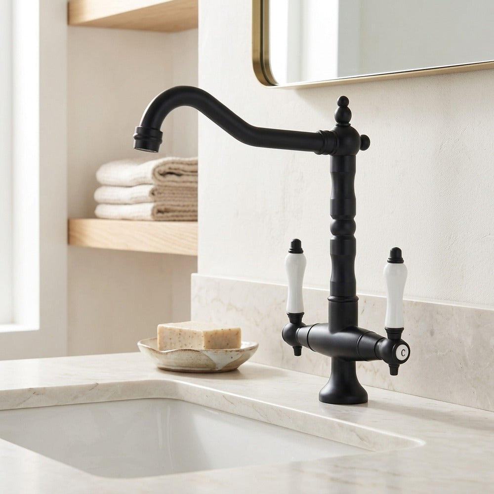 Lagomel single-hole bathroom faucet, set in a Traditional/Classic bathroom