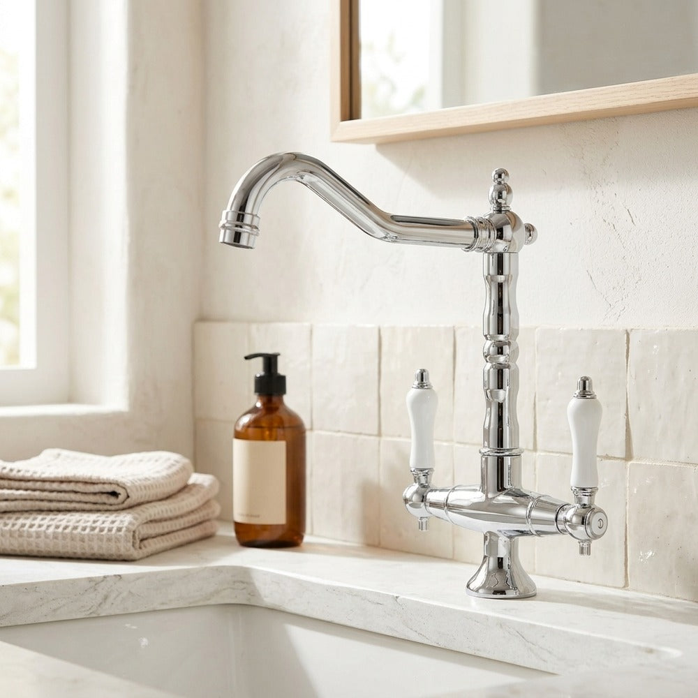 Lagomel single-hole bathroom faucet, set in a Traditional/Classic bathroom