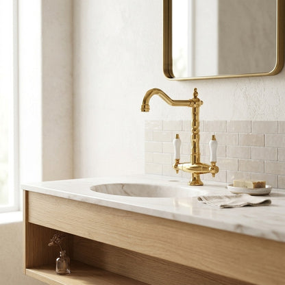 Lagomel single-hole bathroom faucet, set in a Traditional/Classic bathroom
