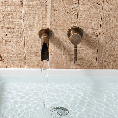 Modern Wall-Mount Waterfall Bathroom Faucet, Single-Handle Brass Faucet, Antique Brass / Brushed Gold