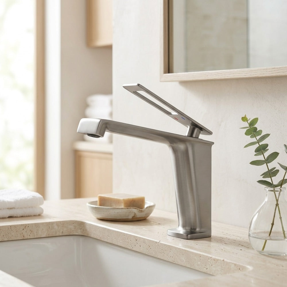 Lagomel single-hole bathroom faucet, set in a Traditional/Classic bathroom