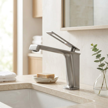 Lagomel single-hole bathroom faucet, set in a Traditional/Classic bathroom