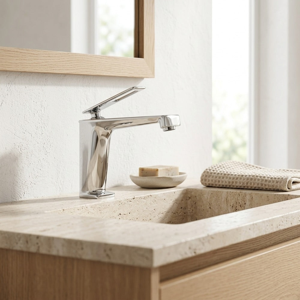 Lagomel single-hole bathroom faucet, set in a Traditional/Classic bathroom