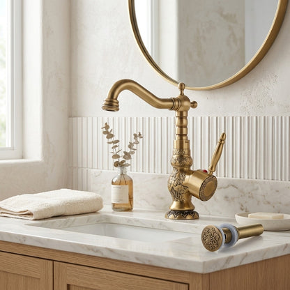 Lagomel single-handle faucet and drain set, set in a Vintage/Retro bathroom