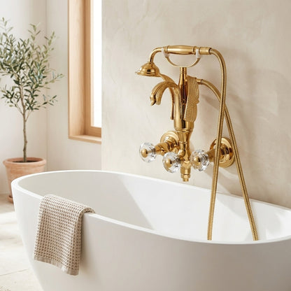 Lagomel wall-mount tub filler, set in a Vintage/Retro/Art Deco bathroom