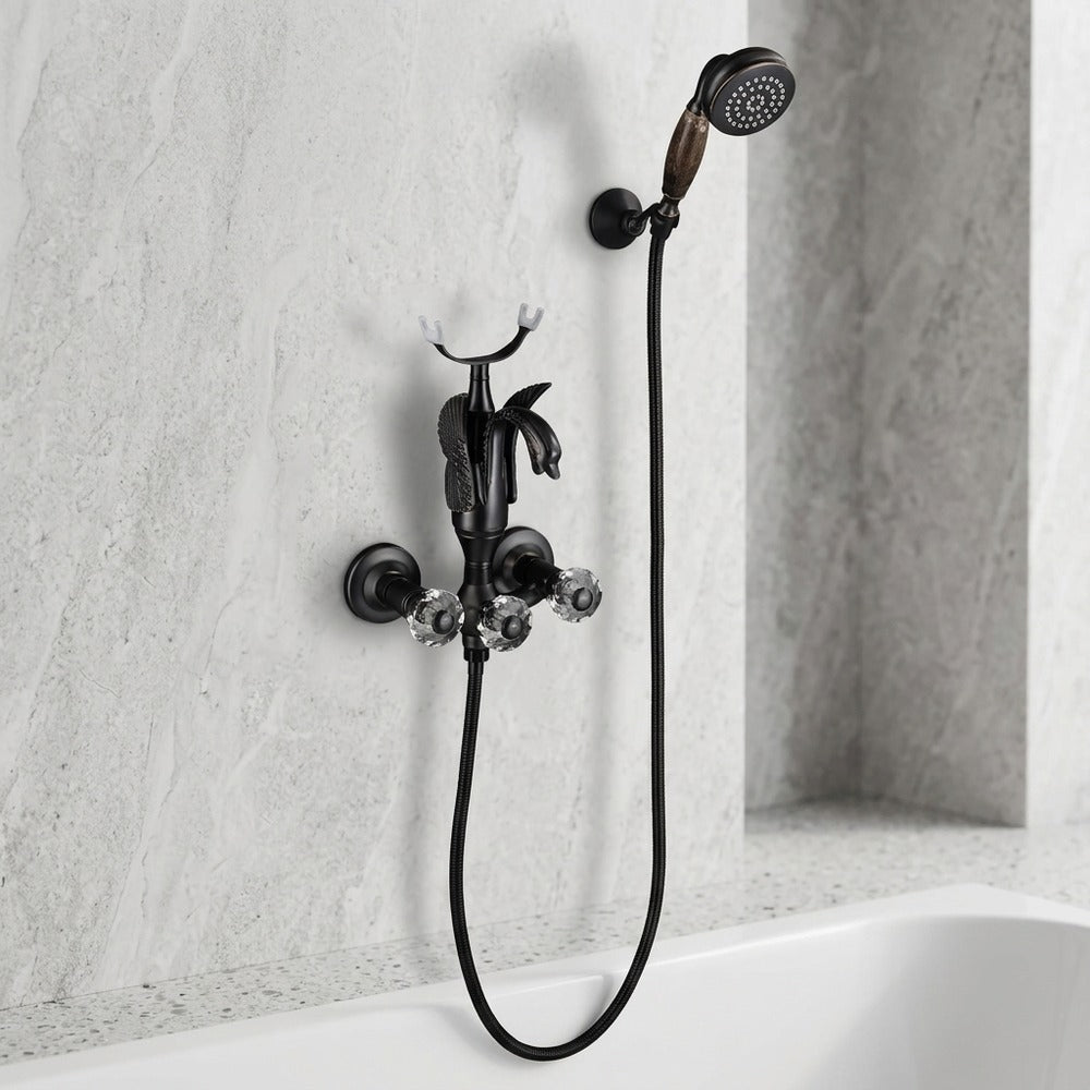 Lagomel wall-mount tub filler, set in a Vintage/Retro/Art Deco bathroom