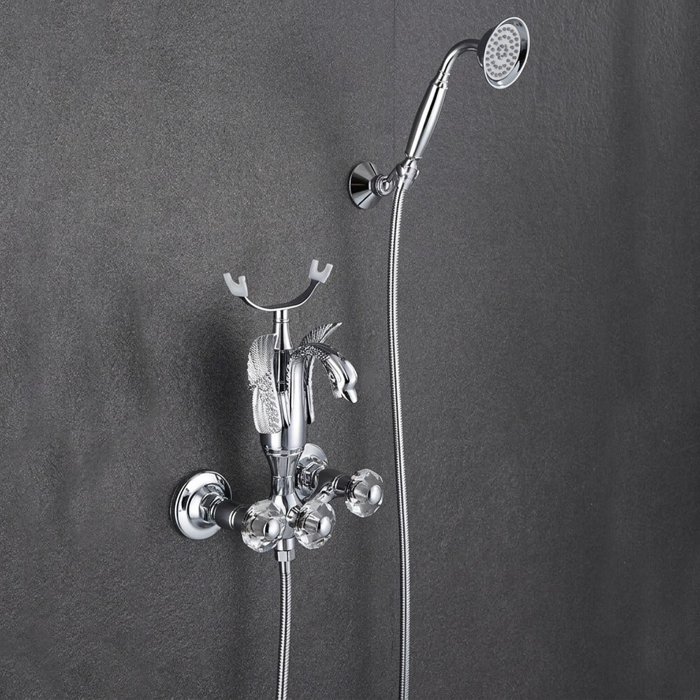 Lagomel wall-mount tub filler, set in a Vintage/Retro/Art Deco bathroom
