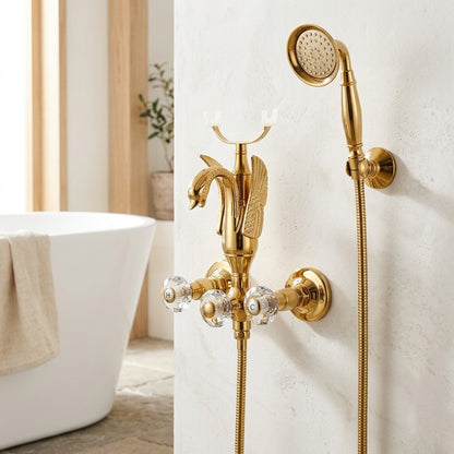 Lagomel wall-mount tub filler, set in a Vintage/Retro/Art Deco bathroom