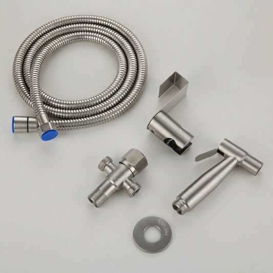 Lagomel wall-mounted bidet faucet in stainless steel, set in a Contemporary bathroom
