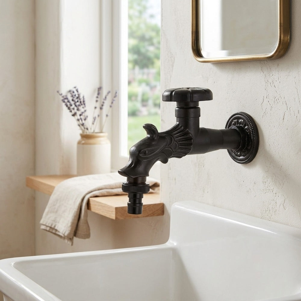 Lagomel wall-mounted outdoor faucet, set in a Vintage/Retro/Rustic bathroom