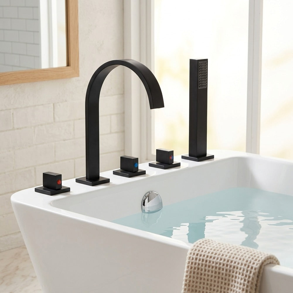 Lagomel deck-mount tub filler, set in a Vintage/Retro bathroom