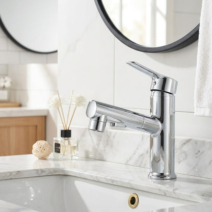 Lagomel pull-out single-hole bathroom faucet, set in a Traditional/Classic/Vintage/Retro bathroom