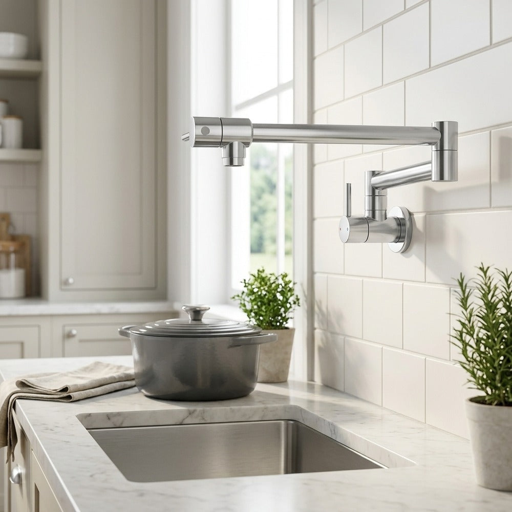 Lagomel wall-mounted pot filler, set in a Traditional/Classic/Vintage/Retro bathroom