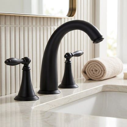 Lagomel widespread bathroom faucet, set in a Modern/Contemporary bathroom