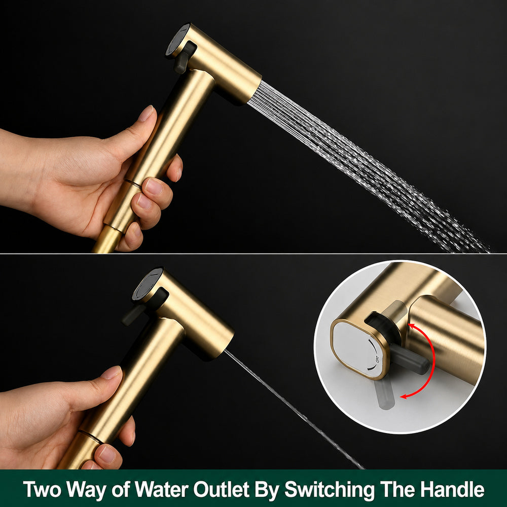 Wall-Mount Concealed Bidet Faucet, Handheld Hot / Cold Bidet Sprayer Set with Hose, Brushed Gold / Chrome / Matte Black / Matte White / Gunmetal