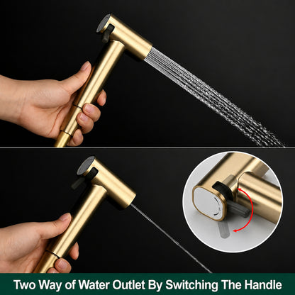 Wall-Mount Concealed Bidet Faucet, Handheld Hot / Cold Bidet Sprayer Set with Hose, Brushed Gold / Chrome / Matte Black / Matte White / Gunmetal
