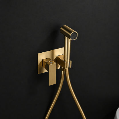Wall-Mount Concealed Bidet Faucet, Handheld Hot / Cold Bidet Sprayer Set with Hose, Brushed Gold / Chrome / Matte Black / Matte White / Gunmetal