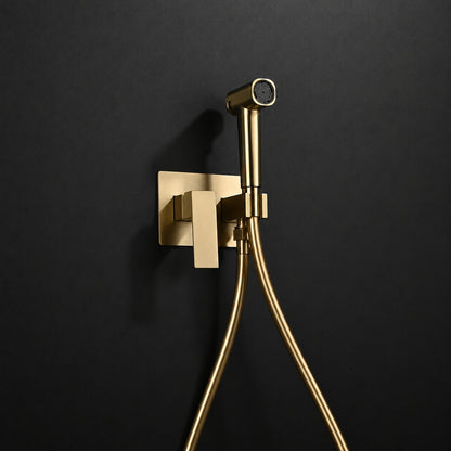 Wall-Mount Concealed Bidet Faucet, Handheld Hot / Cold Bidet Sprayer Set with Hose, Brushed Gold / Chrome / Matte Black / Matte White / Gunmetal