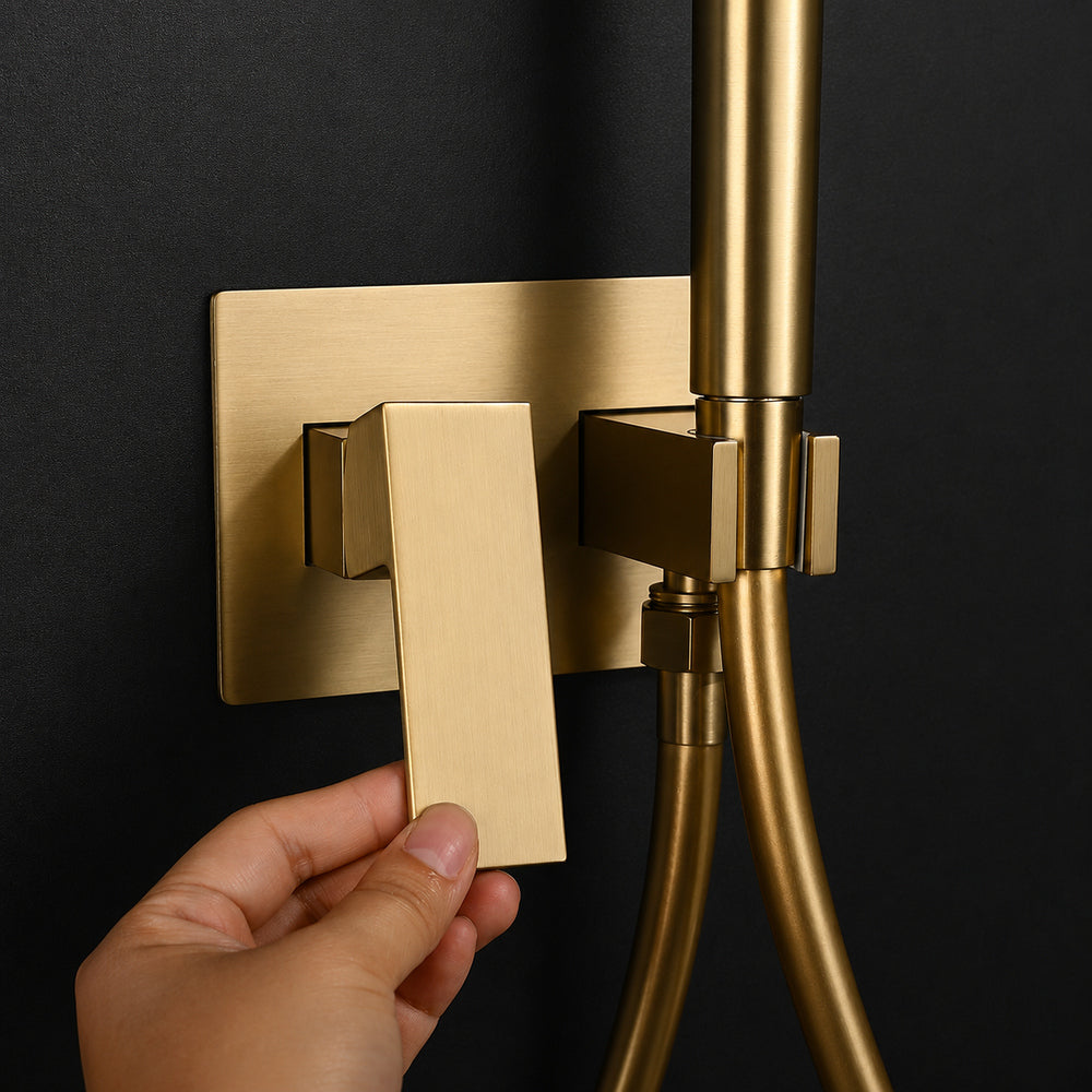 Wall-Mount Concealed Bidet Faucet, Handheld Hot / Cold Bidet Sprayer Set with Hose, Brushed Gold / Chrome / Matte Black / Matte White / Gunmetal