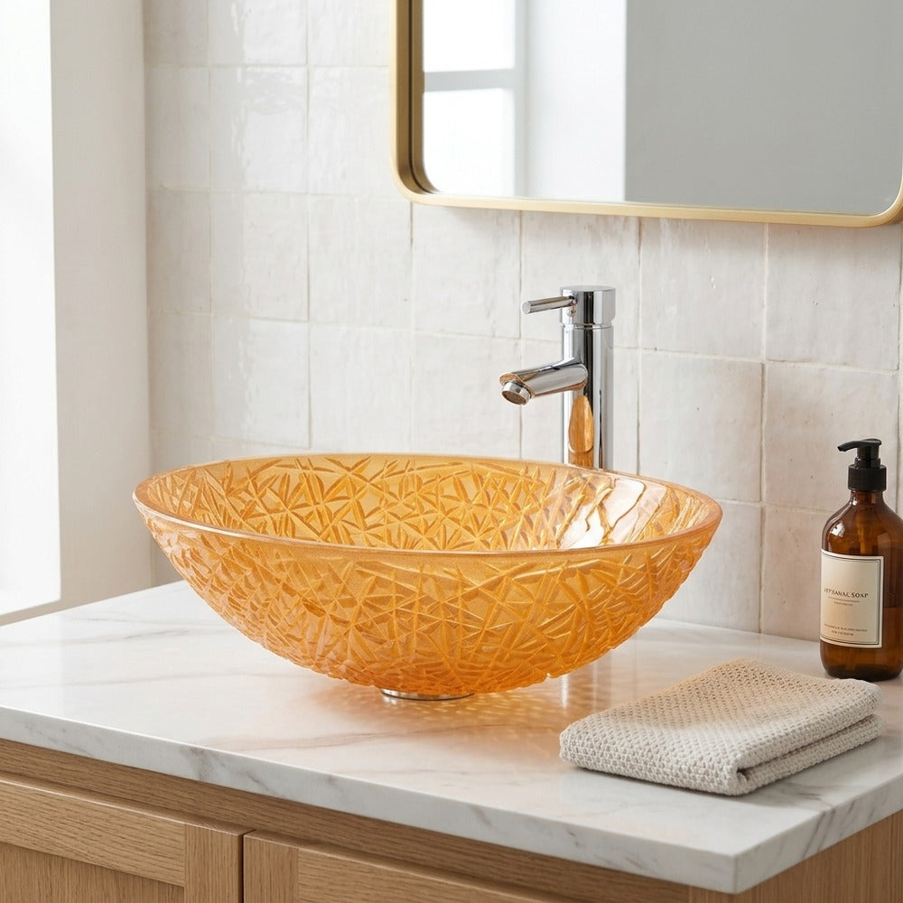 Lagomel single-handle faucet and sink set in chrome, set in a Contemporary bathroom