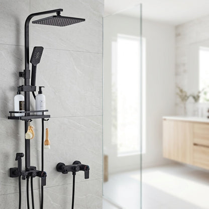 Lagomel wall-mounted complete shower system, set in a Contemporary/Modern bathroom