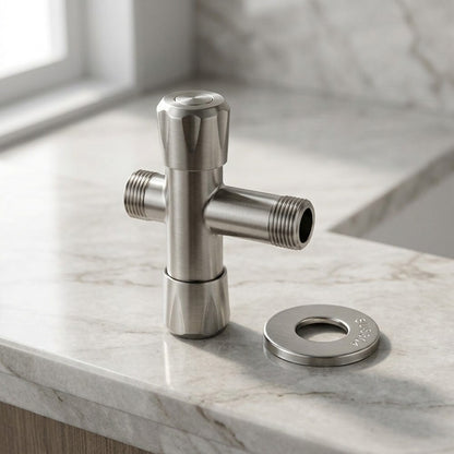 Lagomel wall-mounted single-handle bidet faucet in stainless steel, set in a Contemporary bathroom