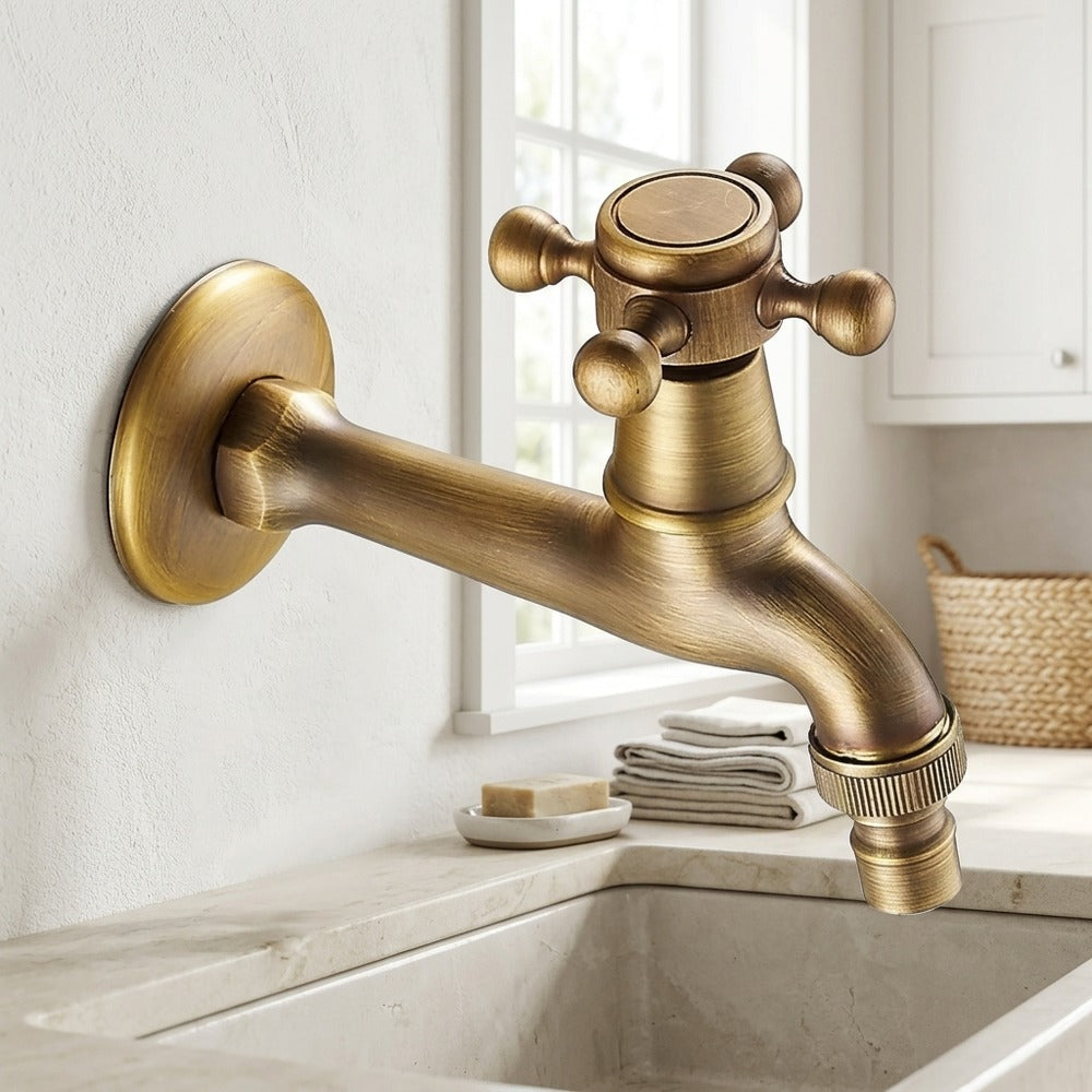 Lagomel wall-mounted outdoor faucet, set in a Vintage/Retro/Rustic bathroom