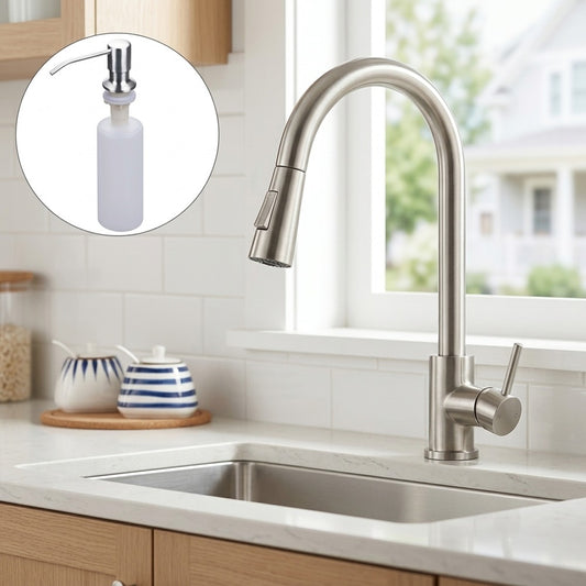 Lagomel single-handle pull-down kitchen faucet in matte black, chrome, stainless steel, brushed gold, set in a Contemporary kitchen