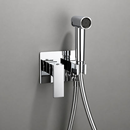 Wall-Mount Concealed Bidet Faucet, Handheld Hot / Cold Bidet Sprayer Set with Hose, Brushed Gold / Chrome / Matte Black / Matte White / Gunmetal