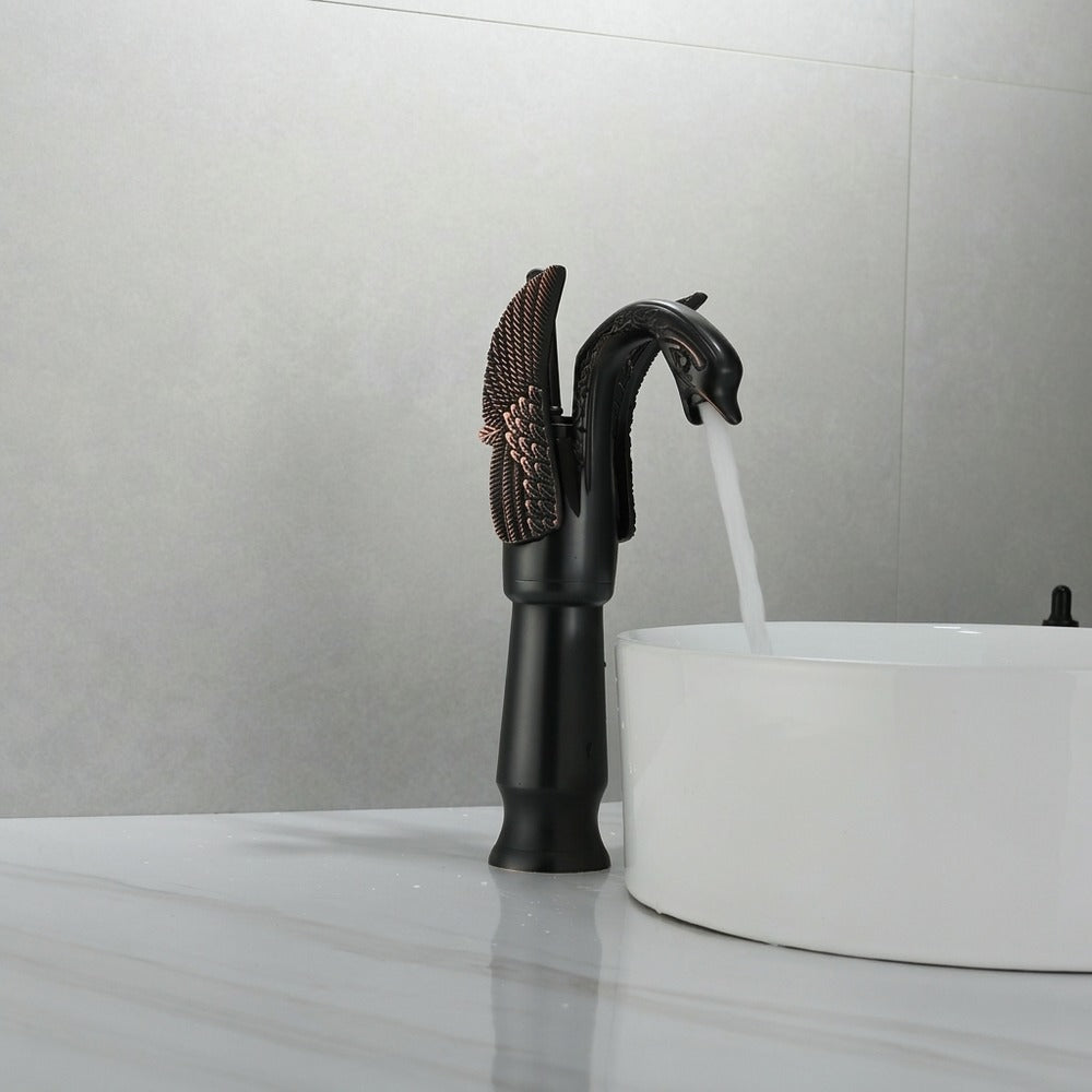Lagomel vessel sink waterfall single-hole bathroom faucet, set in a Contemporary bathroom