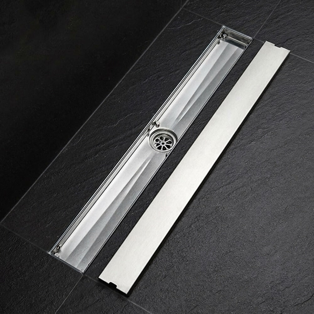Stainless Steel Modern Tile Insert Linear Shower Drain, Rectangle Floor Drain with Removable Cover