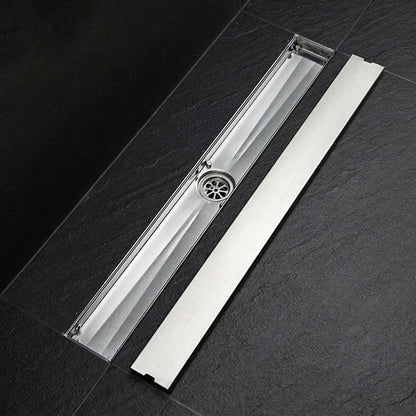 Stainless Steel Modern Tile Insert Linear Shower Drain, Rectangle Floor Drain with Removable Cover