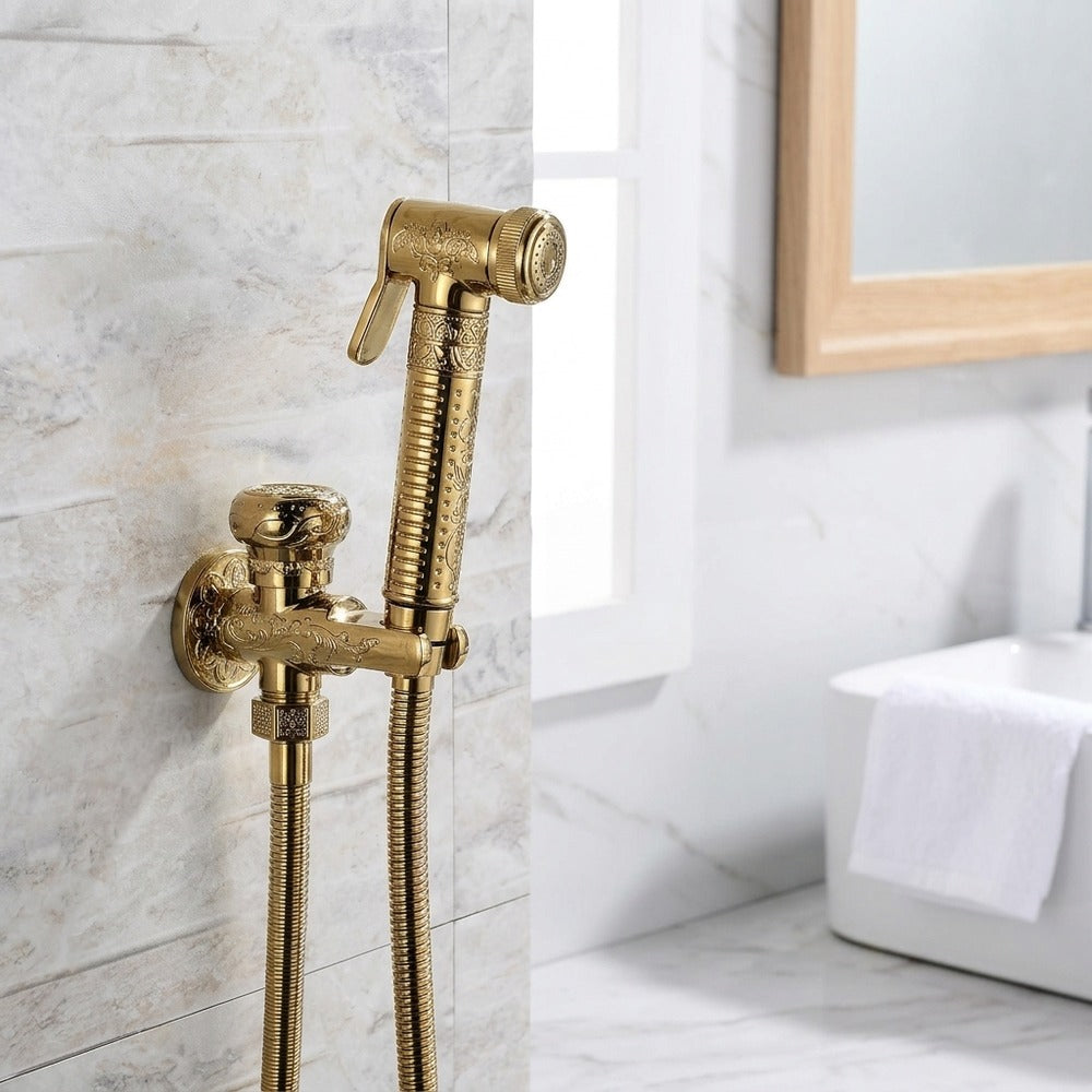 Lagomel bidet faucet in polished gold, set in a Traditional/Classic/Vintage/Retro bathroom