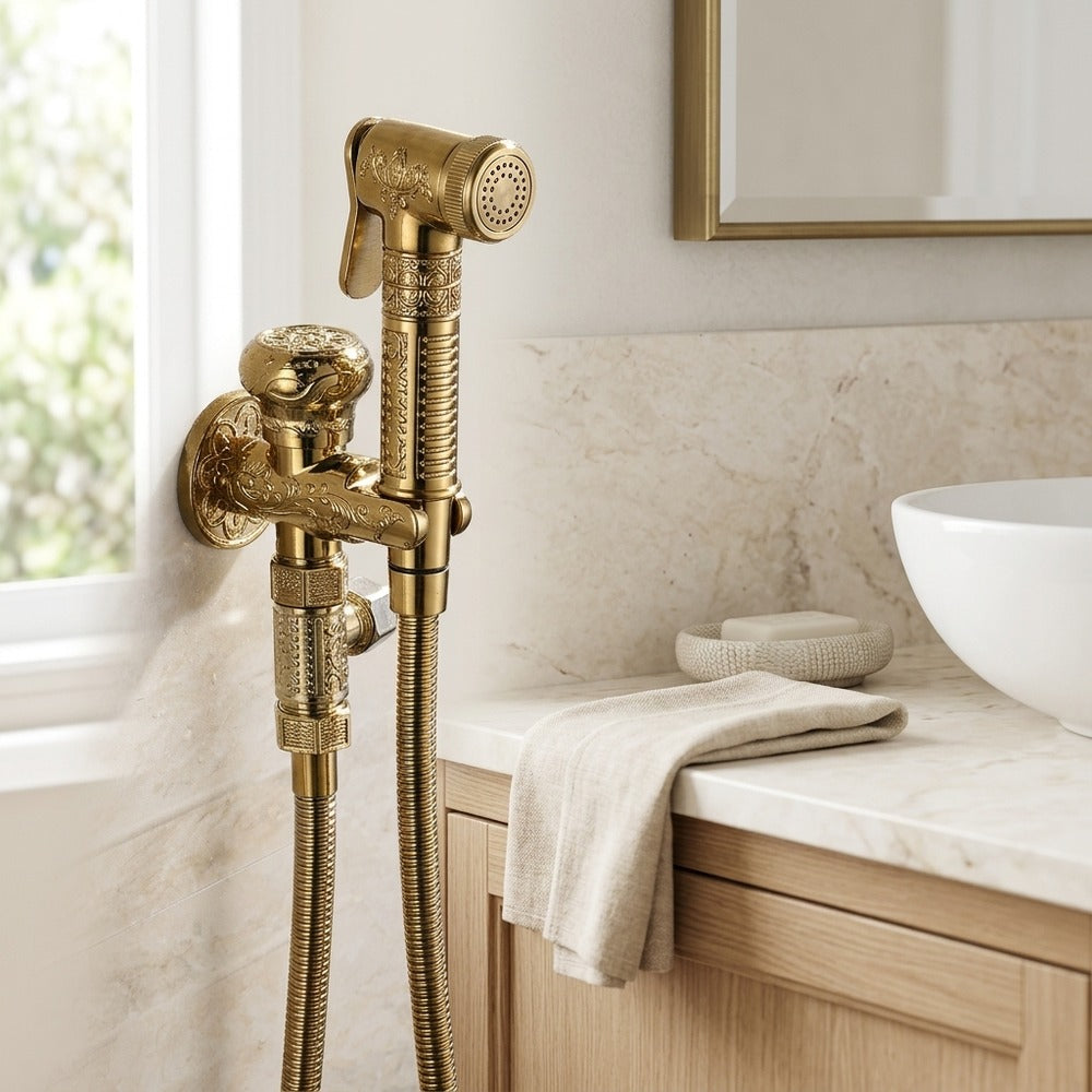 Lagomel bidet faucet, set in a Contemporary bathroom