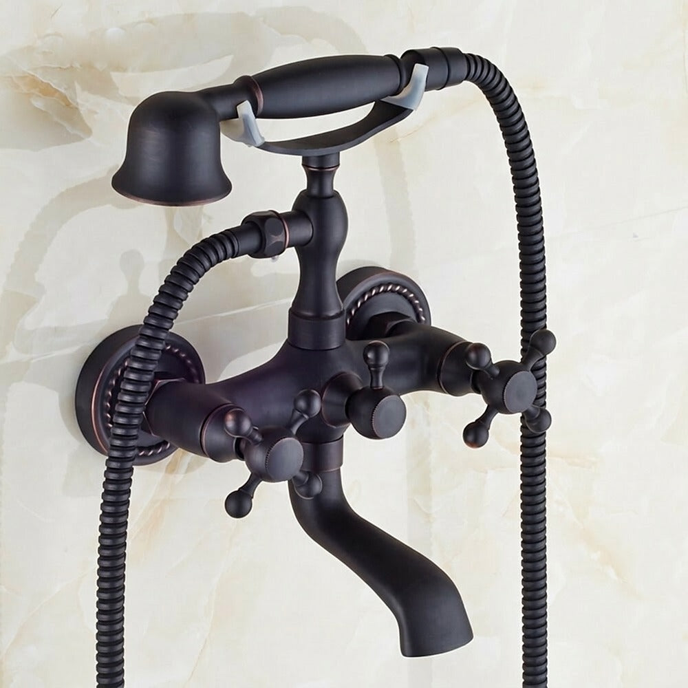 Lagomel double-handle wall-mount tub filler, set in a Traditional/Classic/Vintage/Retro bathroom