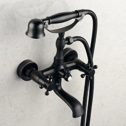 Lagomel double-handle wall-mount tub filler, set in a Traditional/Classic/Vintage/Retro bathroom