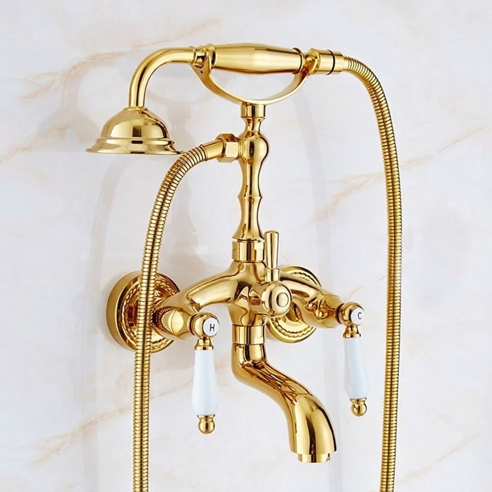 Lagomel wall-mount tub filler, set in a Vintage/Retro/Art Deco bathroom