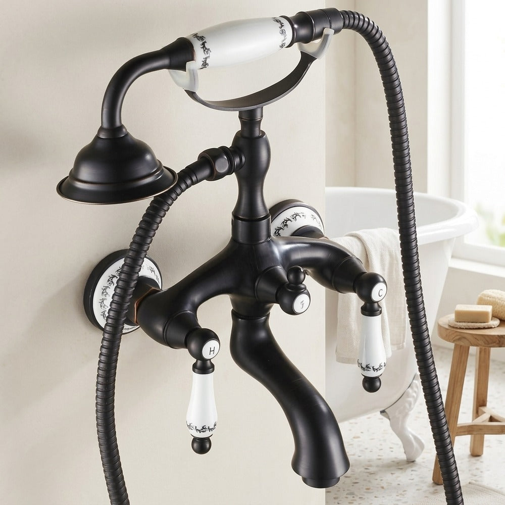 Lagomel wall-mount tub filler, set in a Vintage/Retro/Art Deco bathroom