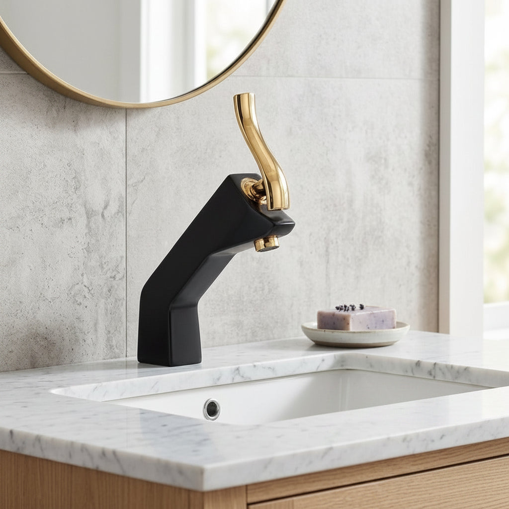 Lagomel single-hole bathroom faucet, set in a Traditional/Classic bathroom