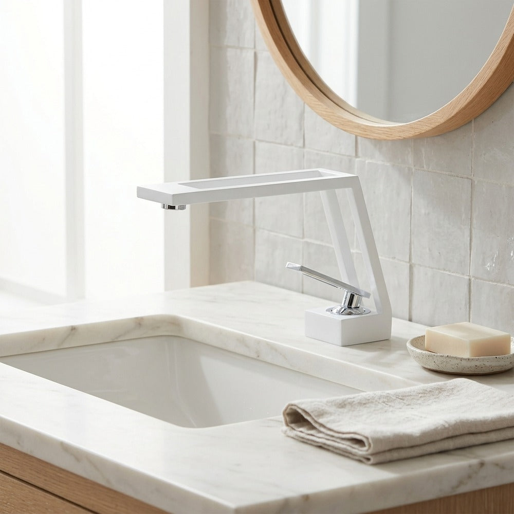 Lagomel single-hole bathroom faucet, set in a Traditional/Classic bathroom