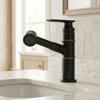 Lagomel pull-out single-hole bathroom faucet, set in a Traditional/Classic/Vintage/Retro bathroom